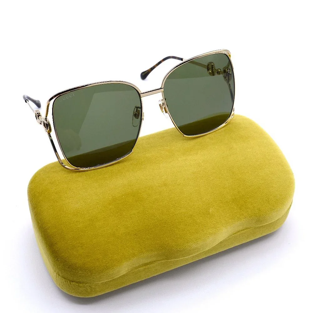 NEW GUCCI GG1020S 003 GOLD GREEN GRADIENT AUTHENTIC SUNGLASSES - Picture 4 of 14